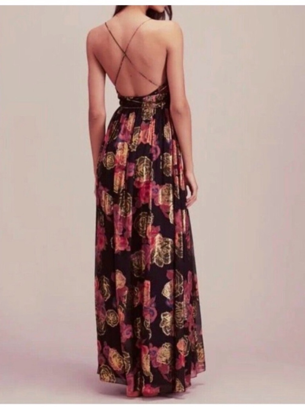 Free People “Shadows Silk Gown” – Black Floral Maxi Dress | Size 2 🌹✨ - Picture 4 of 11